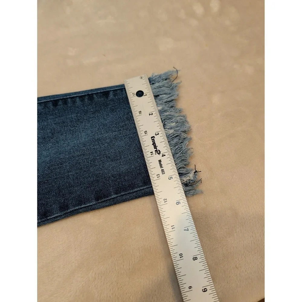 Democracy Ab Technology Jeans Womens 8 Blue Crop Fray Hem Distressed Stretch